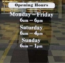 (image for) Shop Window Opening Hours Vinyl Sticker - Click Image to Close
